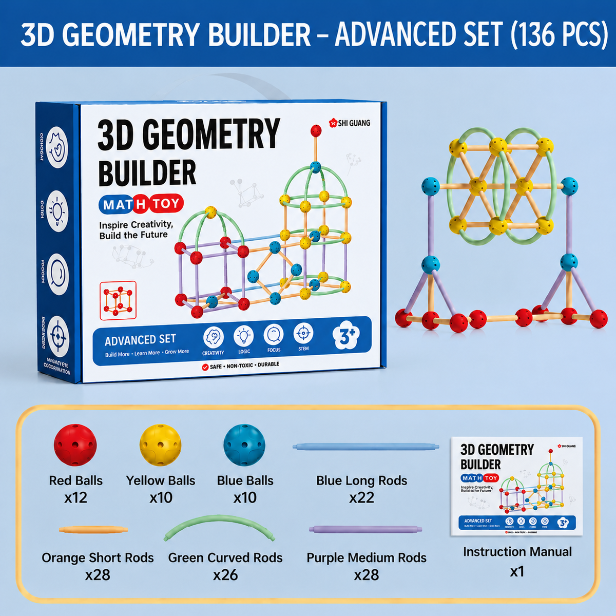 3D Geometry Building Kit – Educational Construction & Spatial Learning Toy