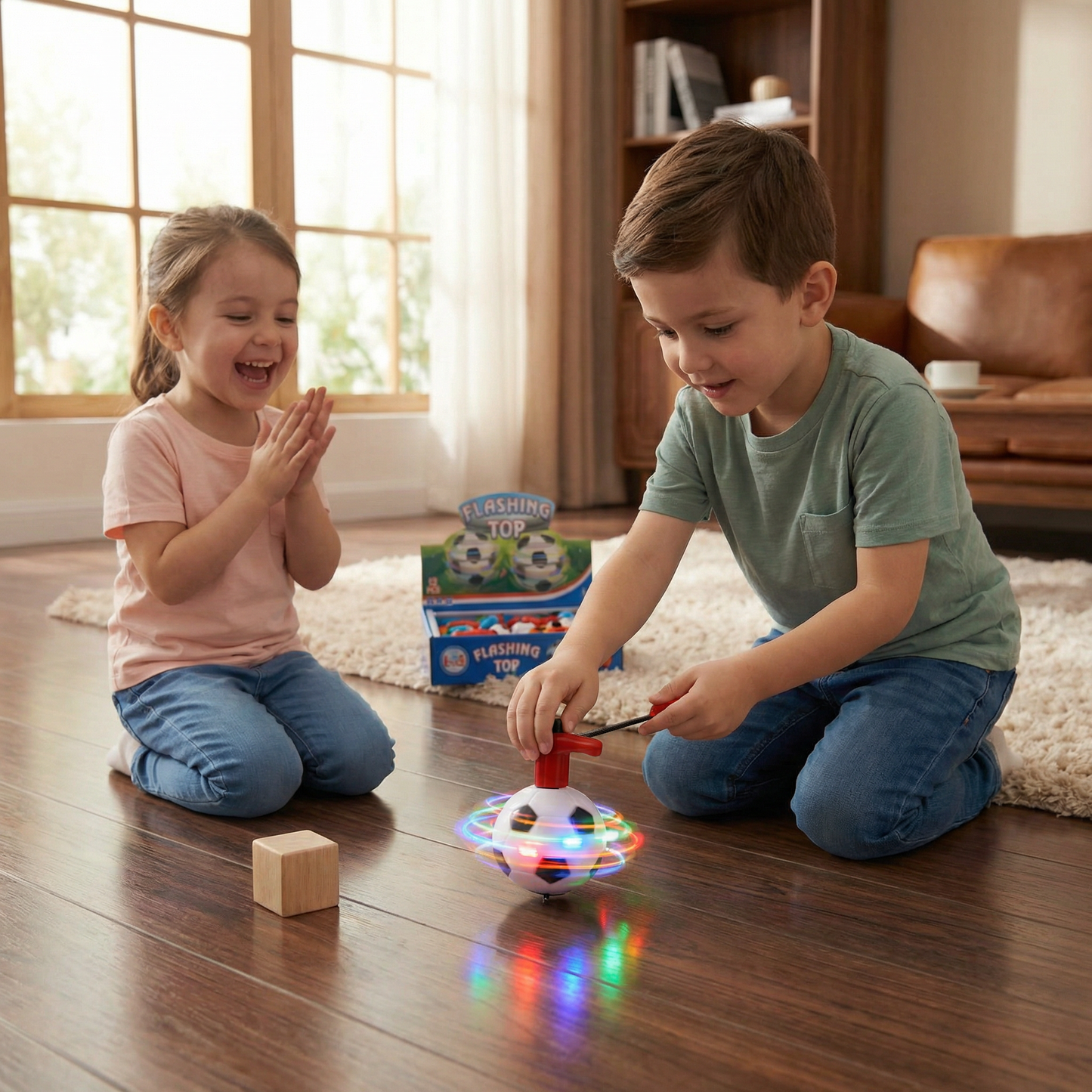 Luminous LED Football Spinning Top Toy