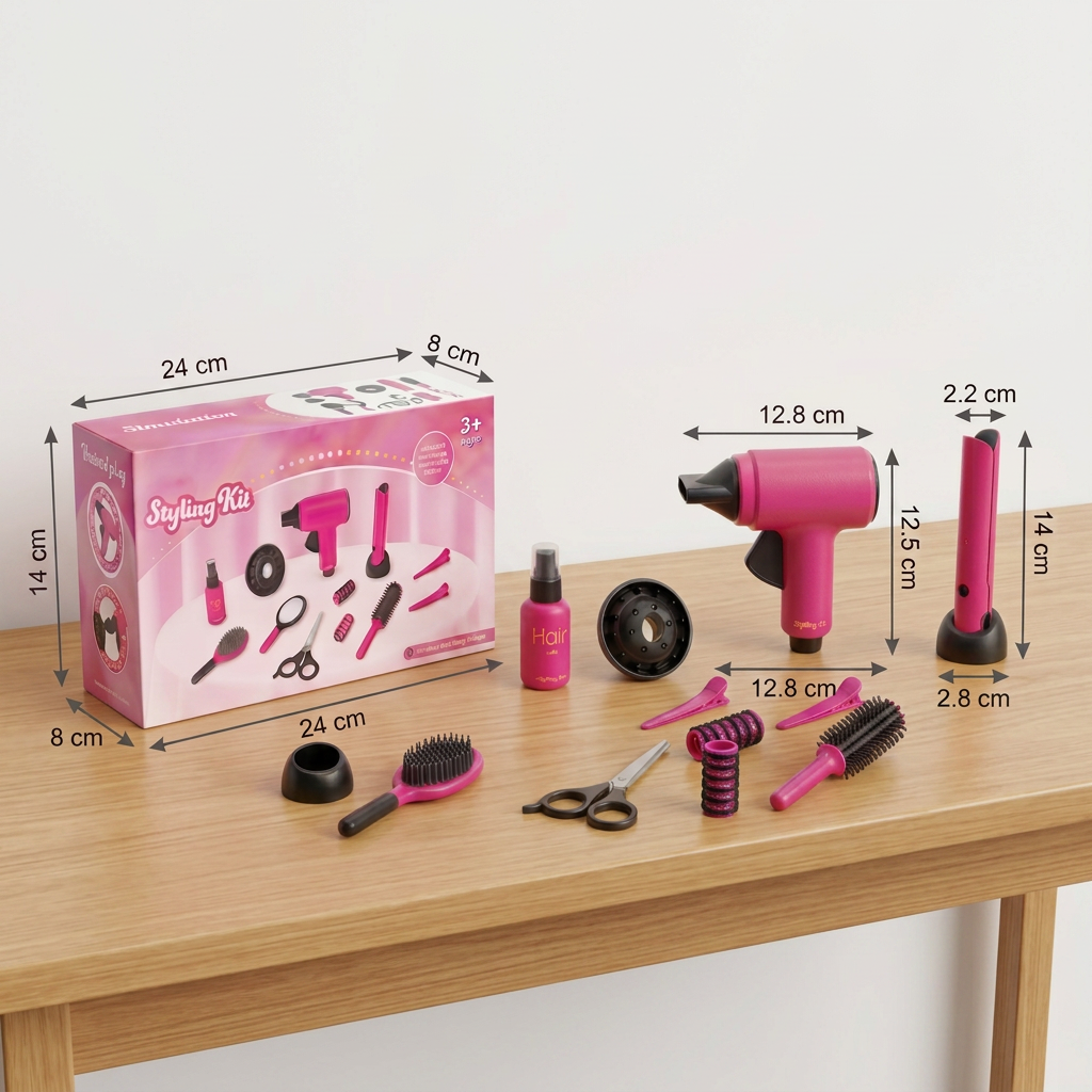 14-Piece Kids Hair Styling Salon Pretend Play Set