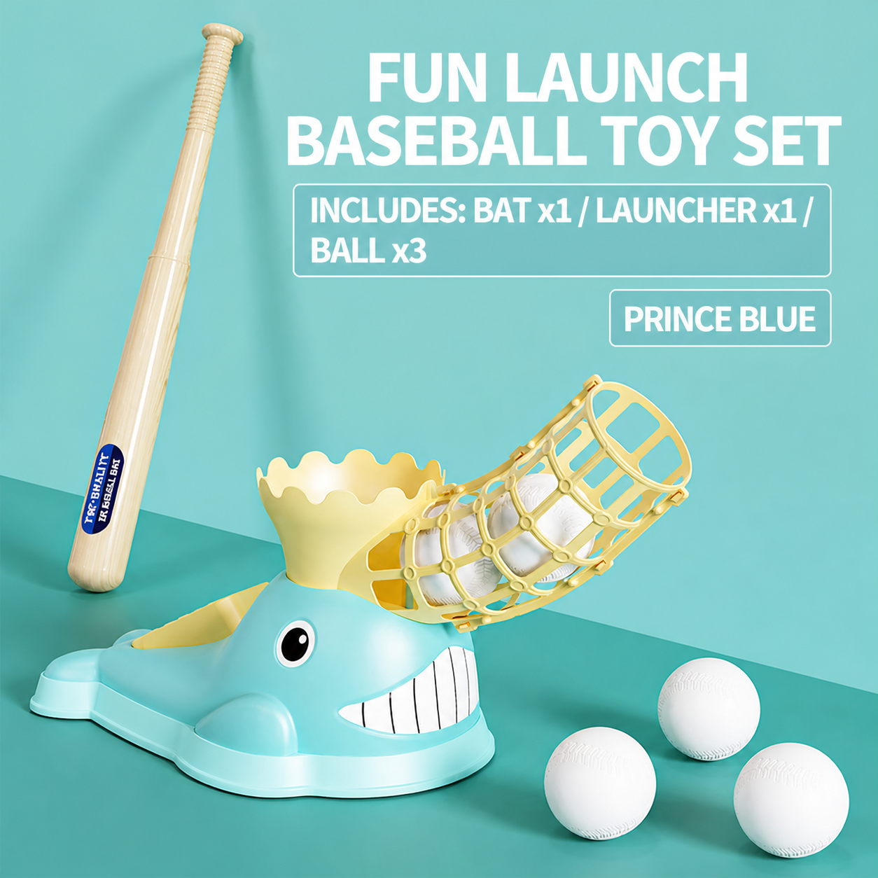 Step-On Baseball Pitching Machine with Bat & Balls for Kids