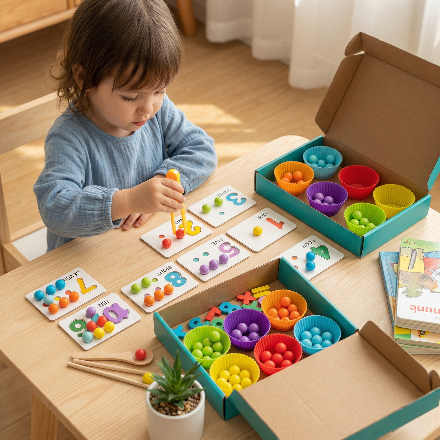 Montessori Ball Number and Colour Sorting Set for Learning to Count