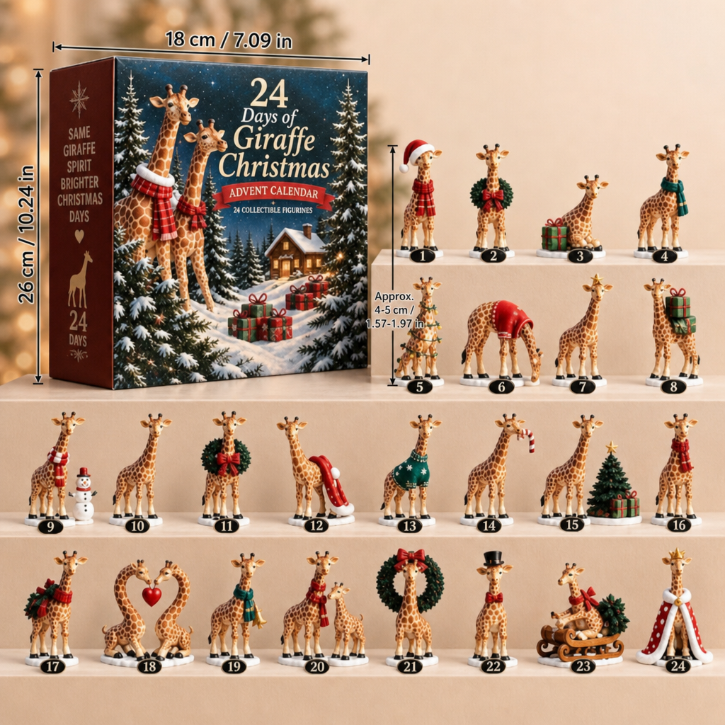 24-Day Christmas Giraffe Figurine Advent Calendar