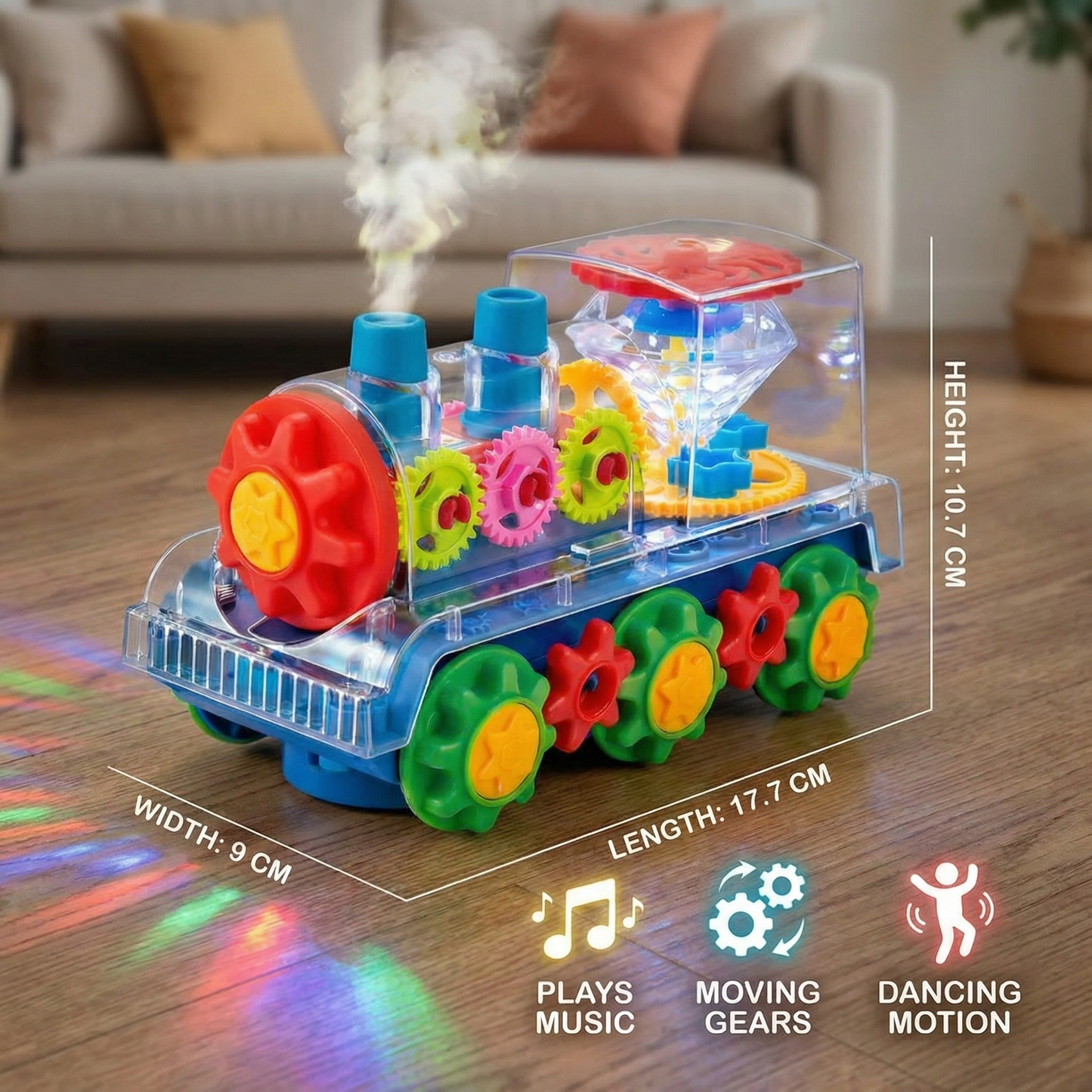 Dancing and glowing music Steam locomotive