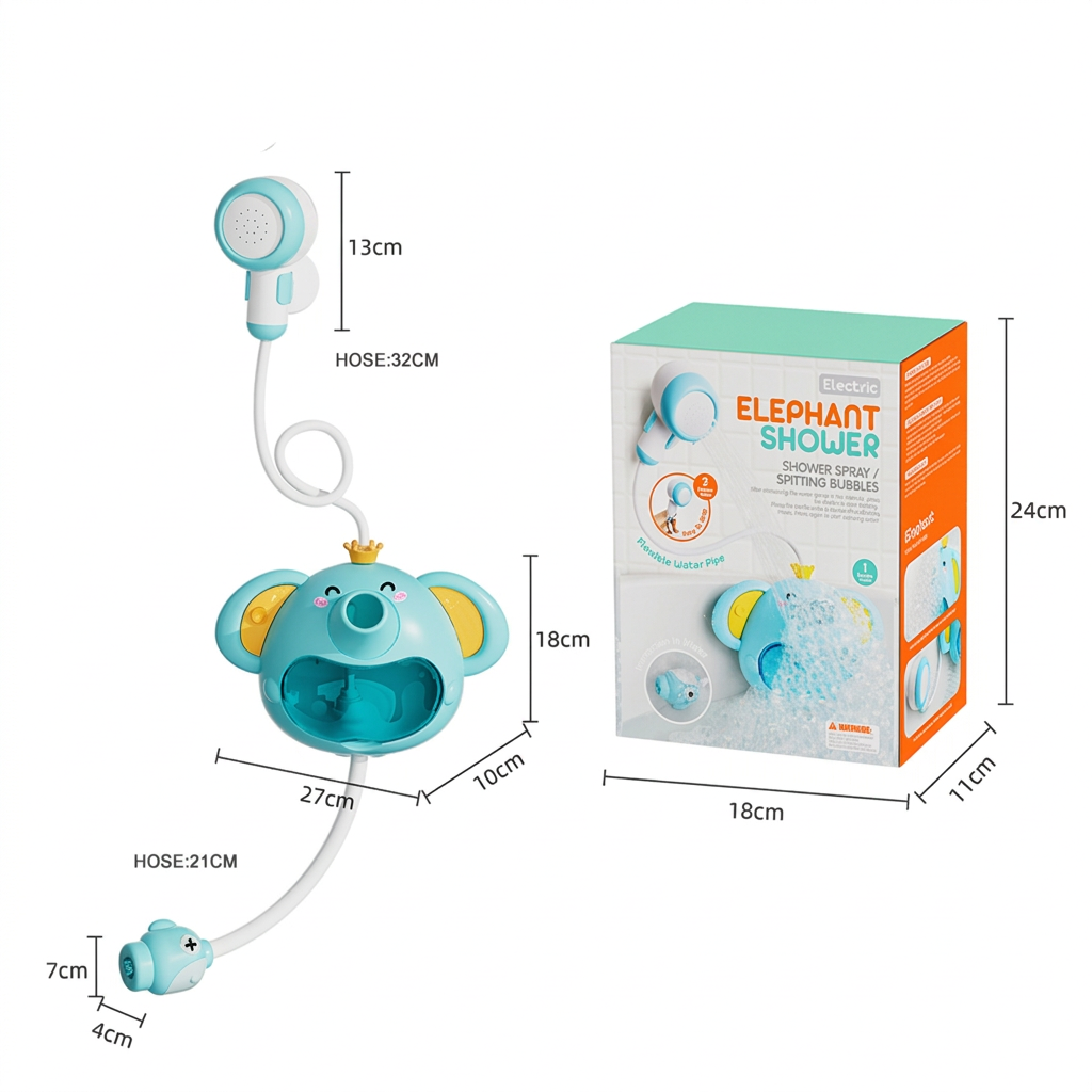 Musical Elephant Bubble Bath Toy with Shower Head