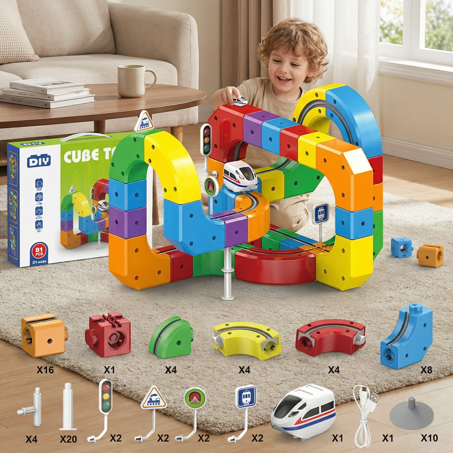 Magic rail cube track kids toy