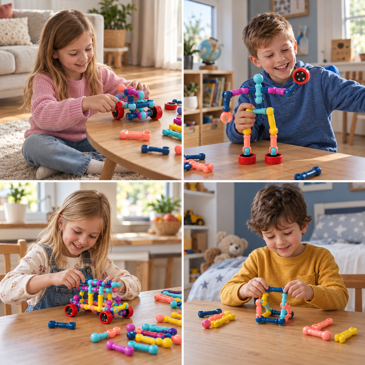 Educational DIY Building Set with Movable Joints