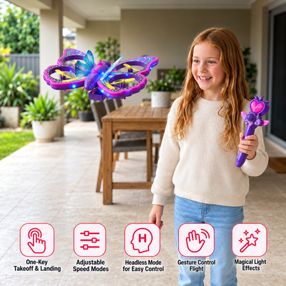 Magic Light-Up Butterfly Quadcopter Toy with Wand Control