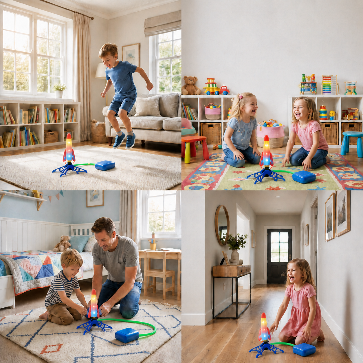 Safe & Soft Kids Rocket Launcher- Lightning Air-Powered Indoor Fun