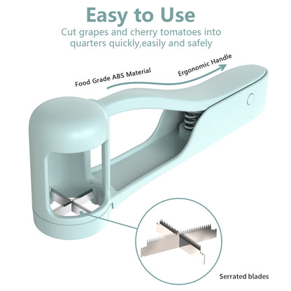 Stainless Steel Grape & Cherry Tomato Cutter – Safe One-Press Quarter Slicer for Toddlers & Kids