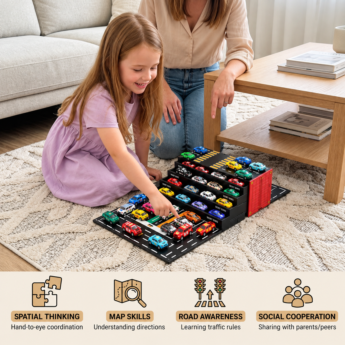 48-Piece Mini Die-Cast Pull-Back Car Set with Storage Container Box