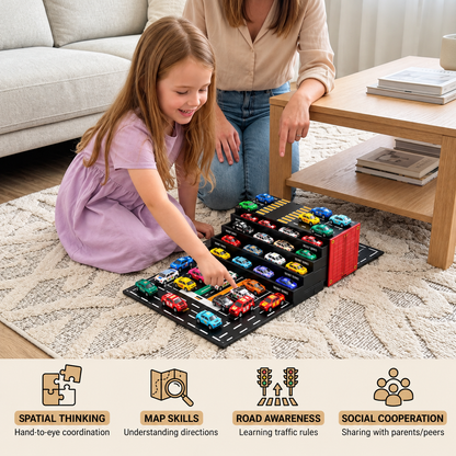 48-Piece Mini Die-Cast Pull-Back Car Set with Storage Container Box