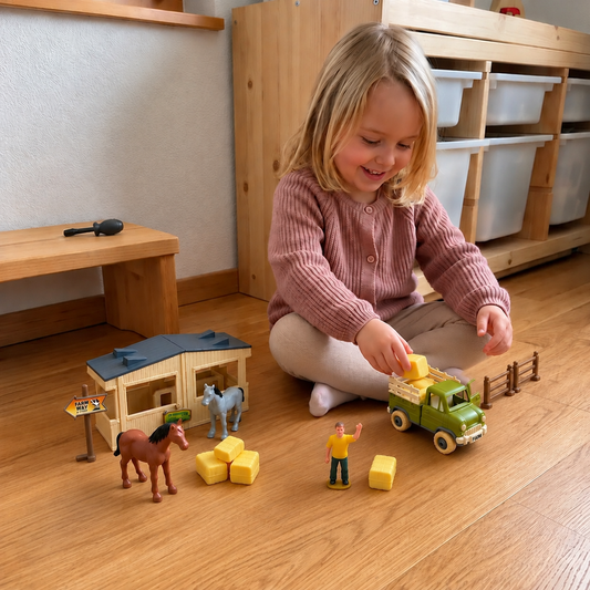 DIY Take-Apart Farm Truck & Horse Stable Play Set for Kids