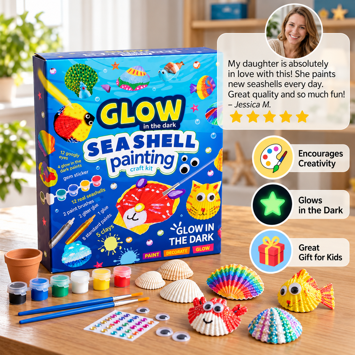 Glow in the Dark Sea Shell Painting & Craft Kit