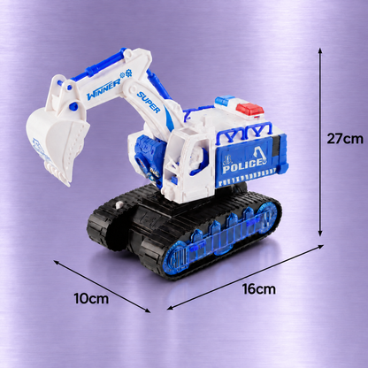 Transforming Police Robot Excavator Toy with Lights & Sounds