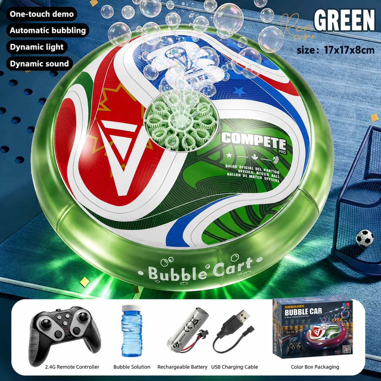Remote Control Soccer Bubble Ball with Lights & Music