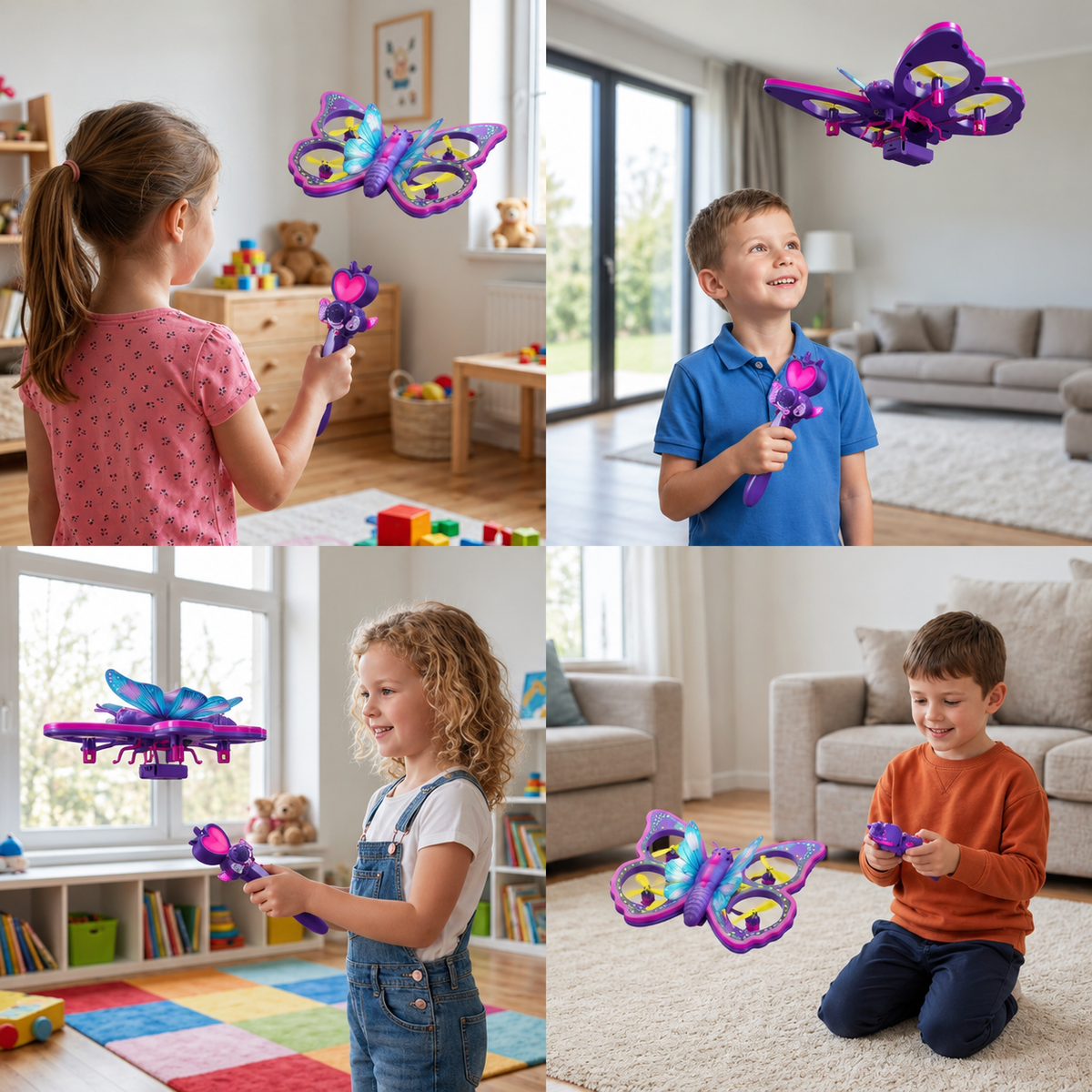 Magic Light-Up Butterfly Quadcopter Toy with Wand Control