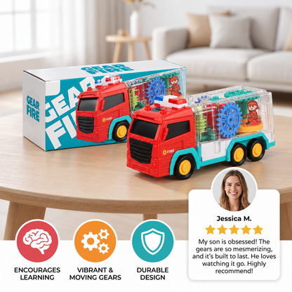 Interactive Fire Truck Toy with Colorful Moving Gears
