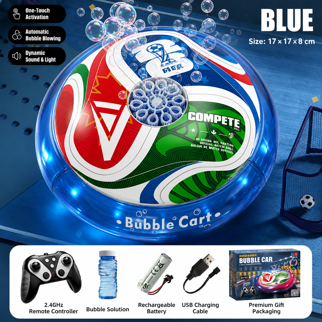 Remote Control Soccer Bubble Ball with Lights & Music