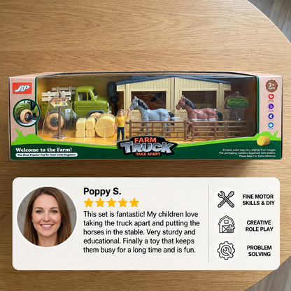 DIY Take-Apart Farm Truck & Horse Stable Play Set for Kids