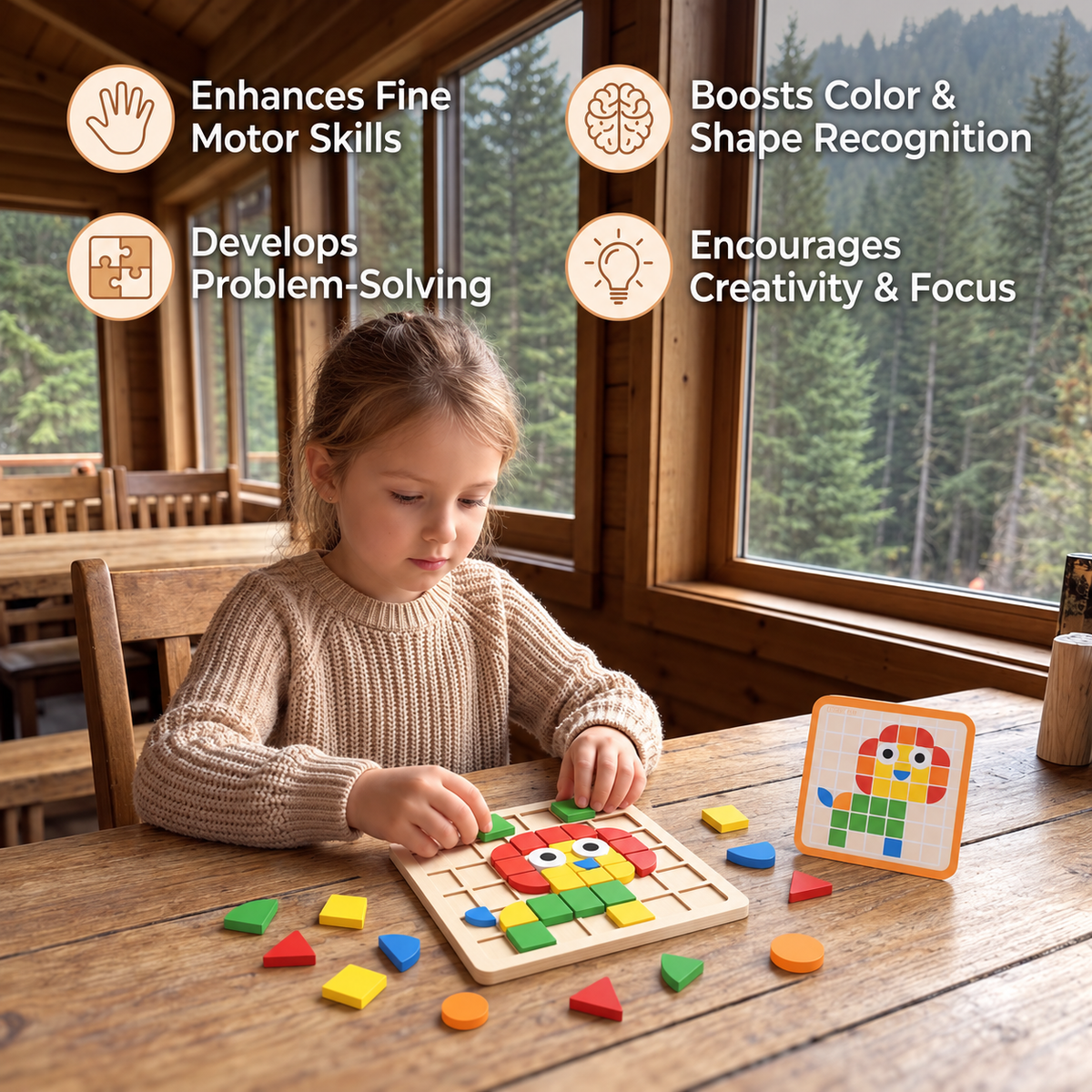 Montessori Mosaic Puzzle Colours and Shapes Game