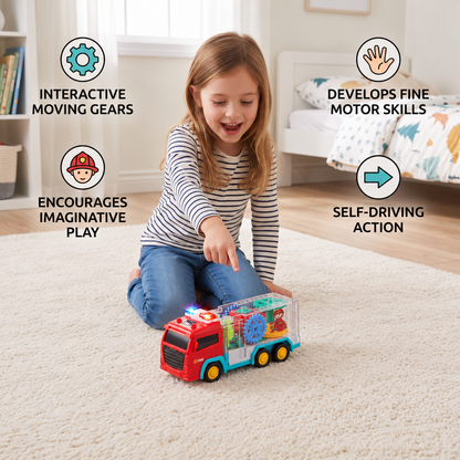 Interactive Fire Truck Toy with Colorful Moving Gears
