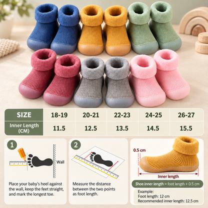 Warm Baby Walking Sock Shoes with Soft Non-Slip Soles