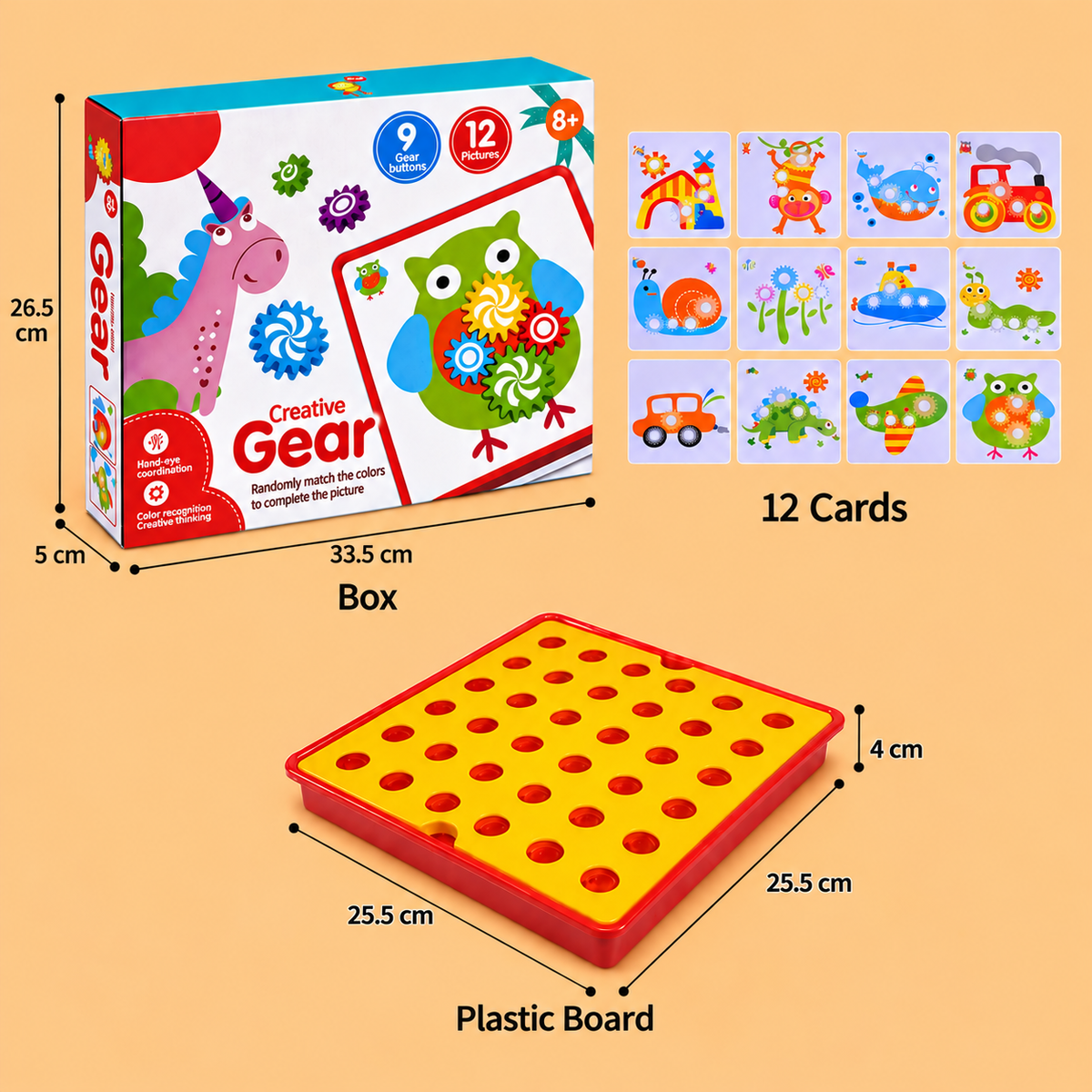 Creative Gear Puzzle Board Travel Box with Activity Cards for Kids