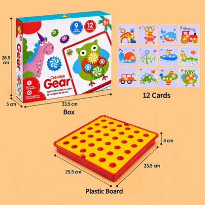 Creative Gear Puzzle Board Travel Box with Activity Cards for Kids