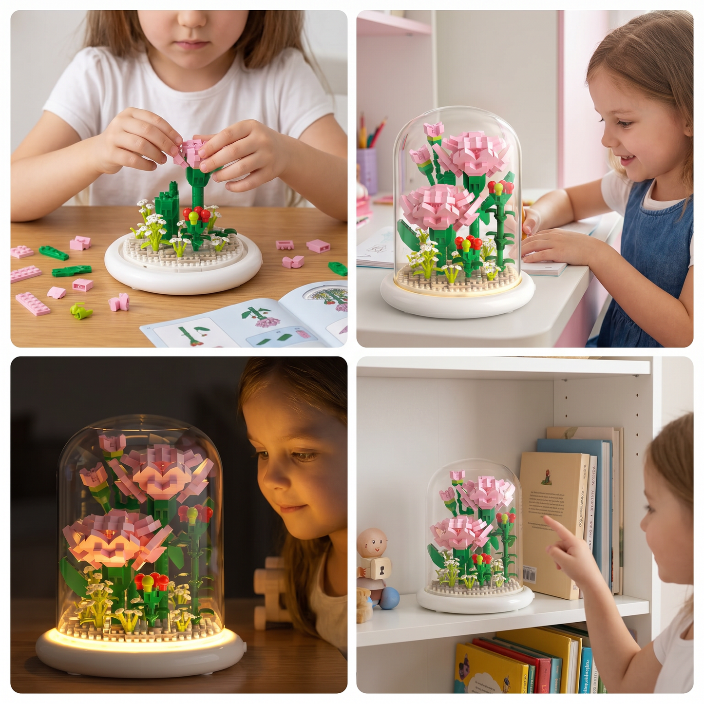 Elegant Building Block Flower in a Glass