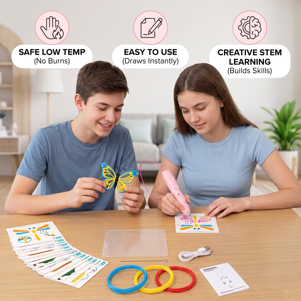 Low-Temperature 3D Pen Set for Kids – Safe DIY STEM Drawing Kit