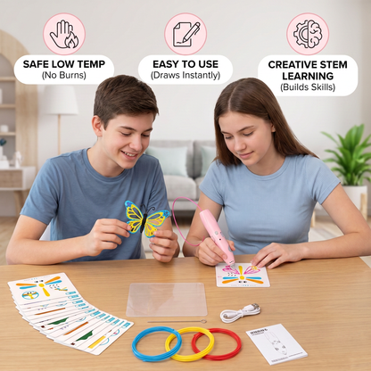Low-Temperature 3D Pen Set for Kids – Safe DIY STEM Drawing Kit