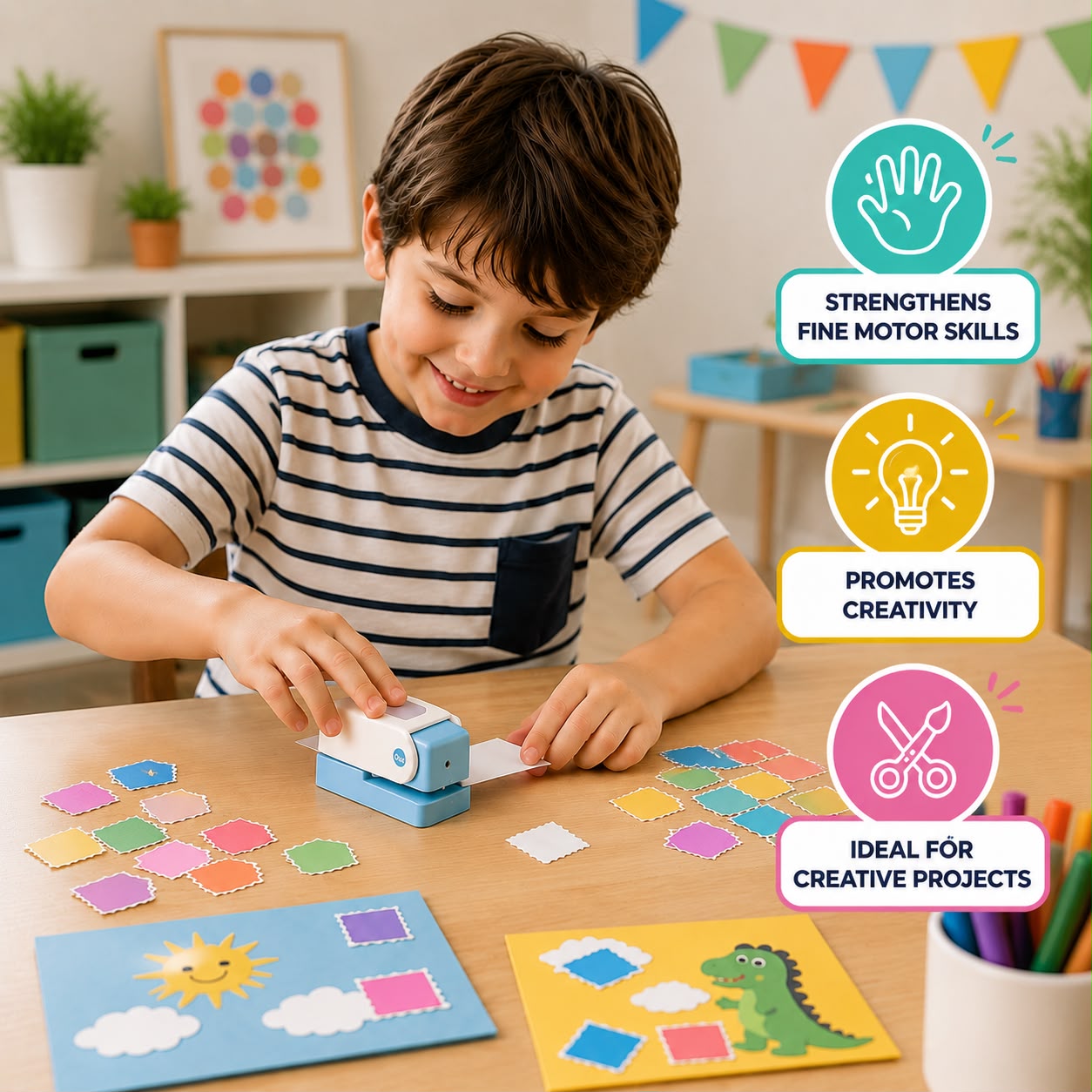 DIY Postage Stamp Paper Punch for Kids’ Arts & Crafts