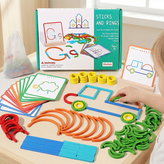 Educational Montessori Sticks and Rings Building Blocks