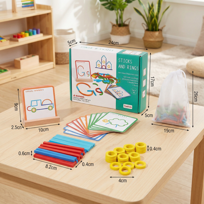Educational Montessori Sticks and Rings Building Blocks