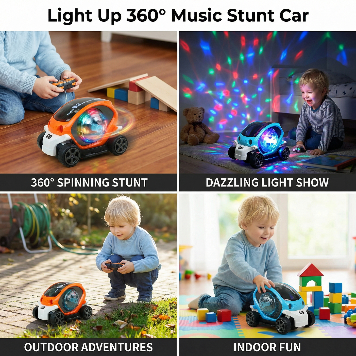 Light Up 360° Music Stunt Car