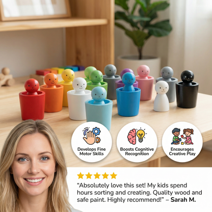 Montessori Wooden Colour Sorting Cup Game
