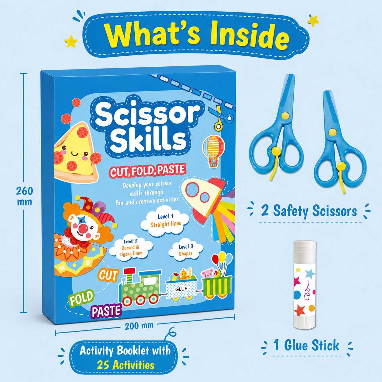 Kids Scissor Skills Activity Book – Safe Cutting Practice with Safety Scissors