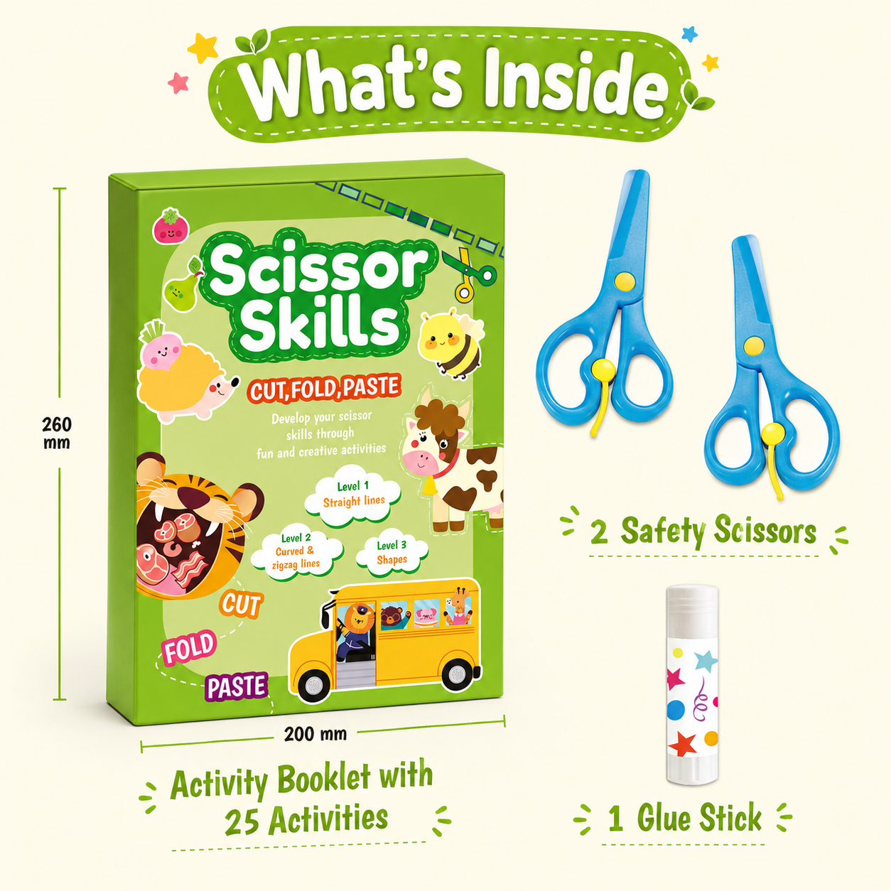 Kids Scissor Skills Activity Book – Safe Cutting Practice with Safety Scissors