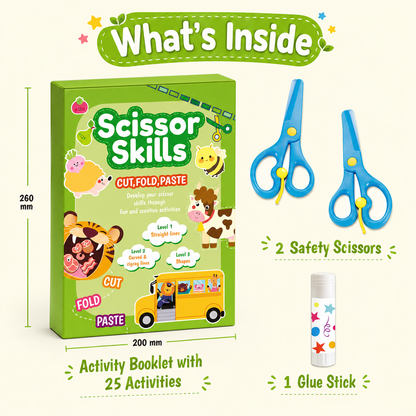 Kids Scissor Skills Activity Book – Safe Cutting Practice with Safety Scissors