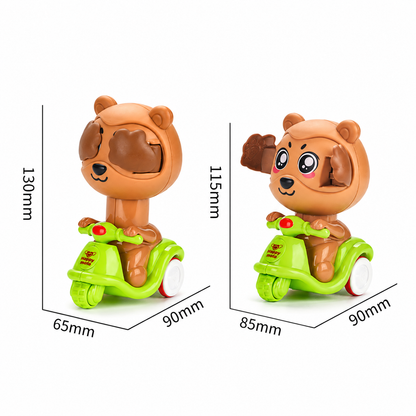 Press & Go Animal Motorcycle Toy – Cute Hide-and-Seek Character Car
