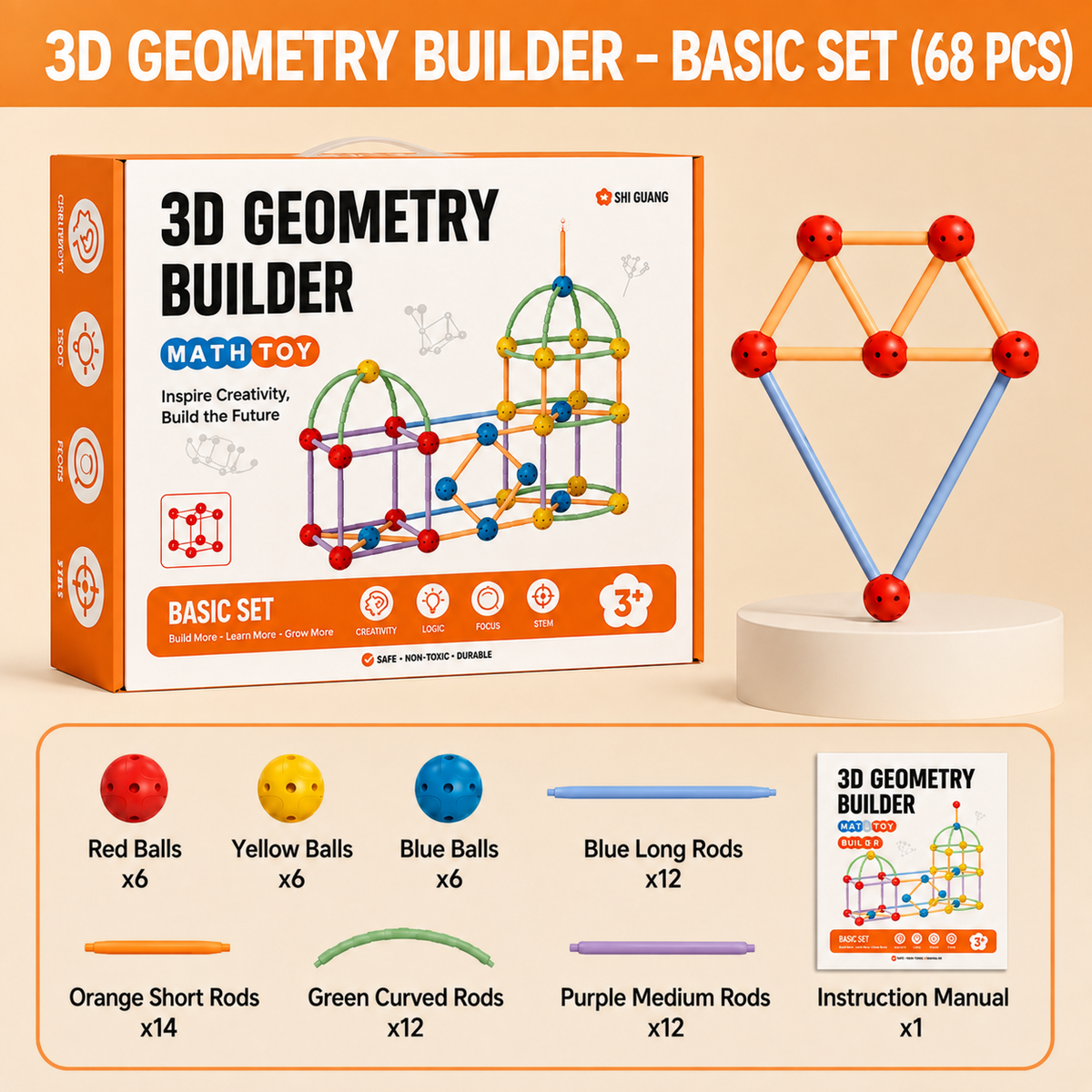 3D Geometry Building Kit – Educational Construction & Spatial Learning Toy