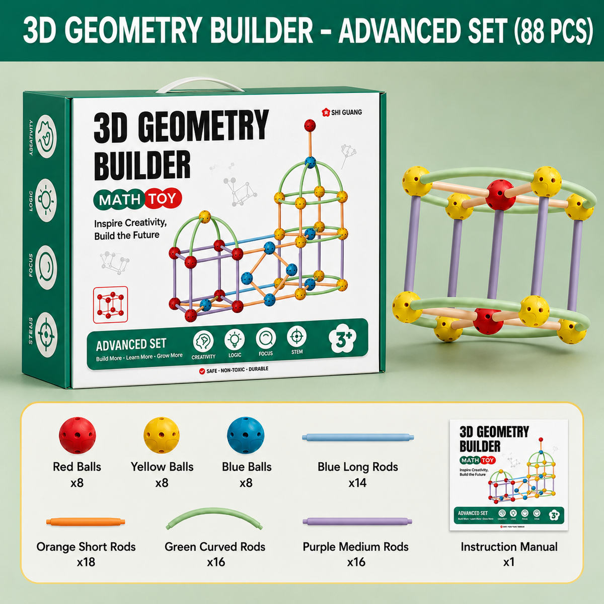 3D Geometry Building Kit – Educational Construction & Spatial Learning Toy