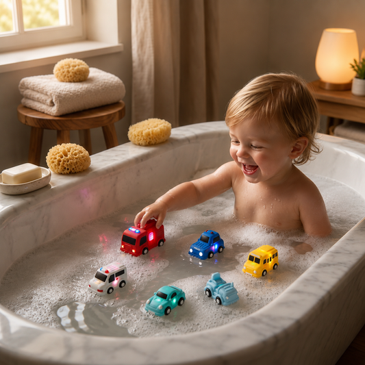 Light-Up Bath Toy Car Set – Water-Activated Baby Bath Toys
