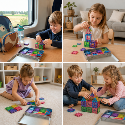 Compact Magnetic Tiles – 40-Piece Montessori Travel Set