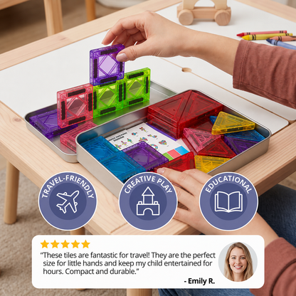 Compact Magnetic Tiles – 40-Piece Montessori Travel Set