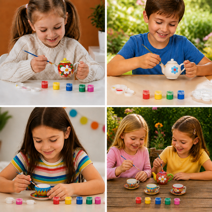 DIY Ceramic Tea Set Painting Kit for Kids