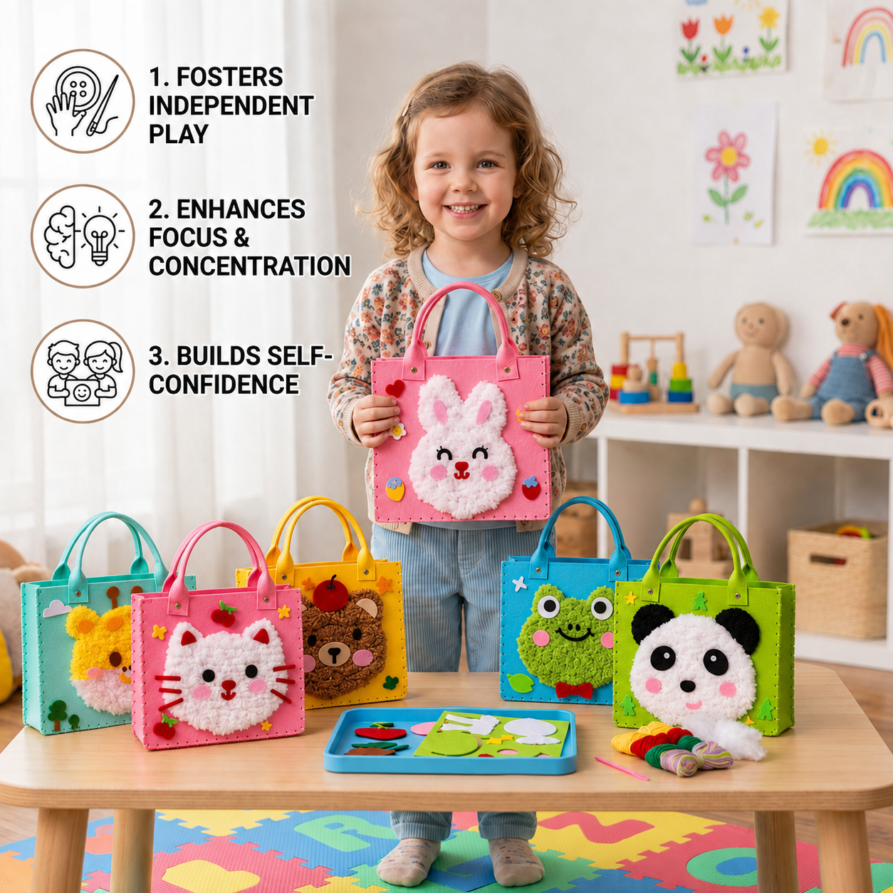 Kids DIY Plush Tote Bag Craft Kit