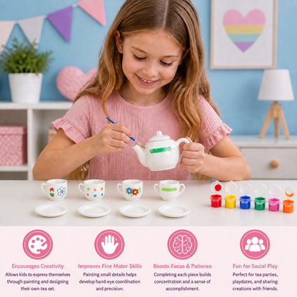 DIY Ceramic Tea Set Painting Kit for Kids