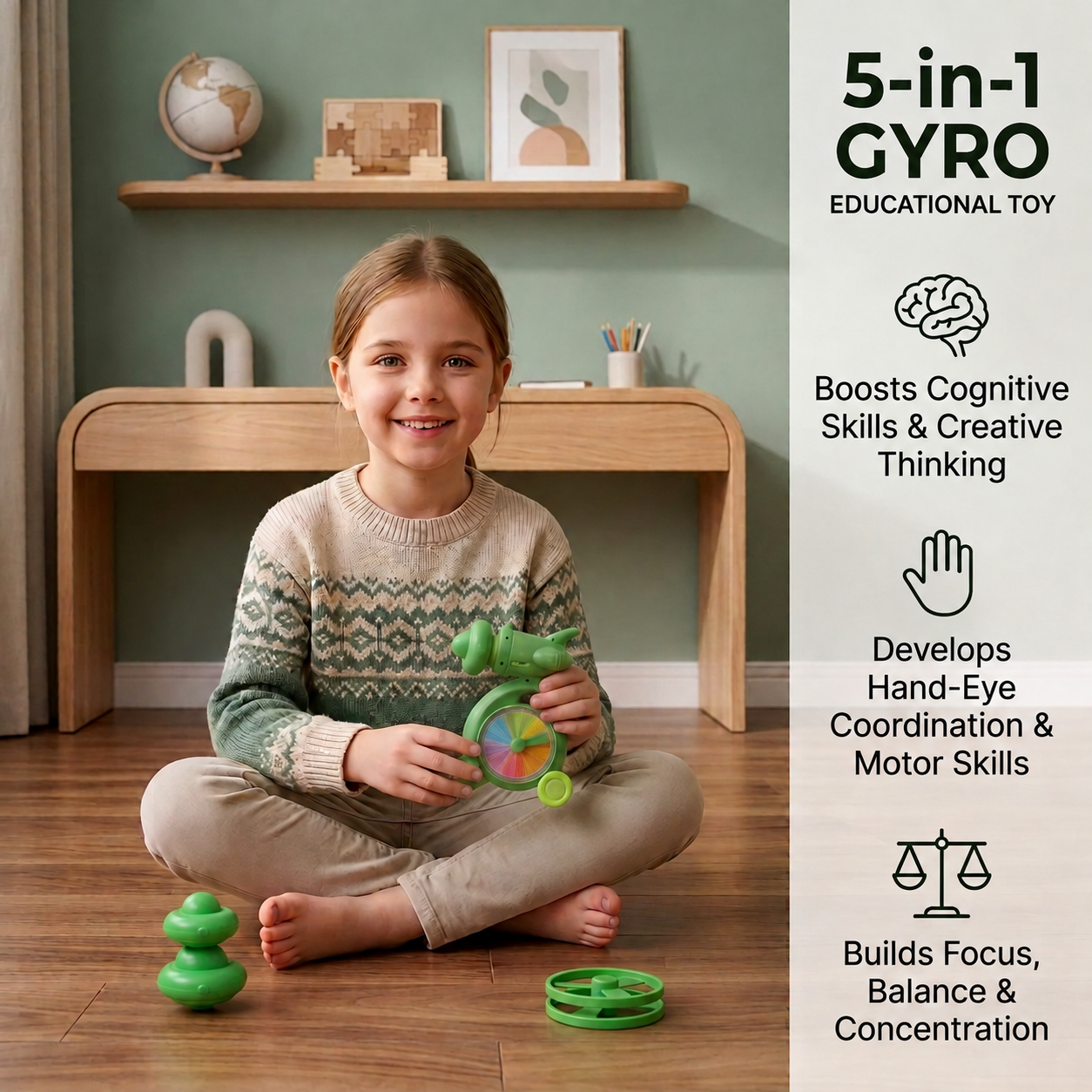 5-in-1 Gyro Educational Toy – Spinning, Balancing & Stacking Skill Game for Kids