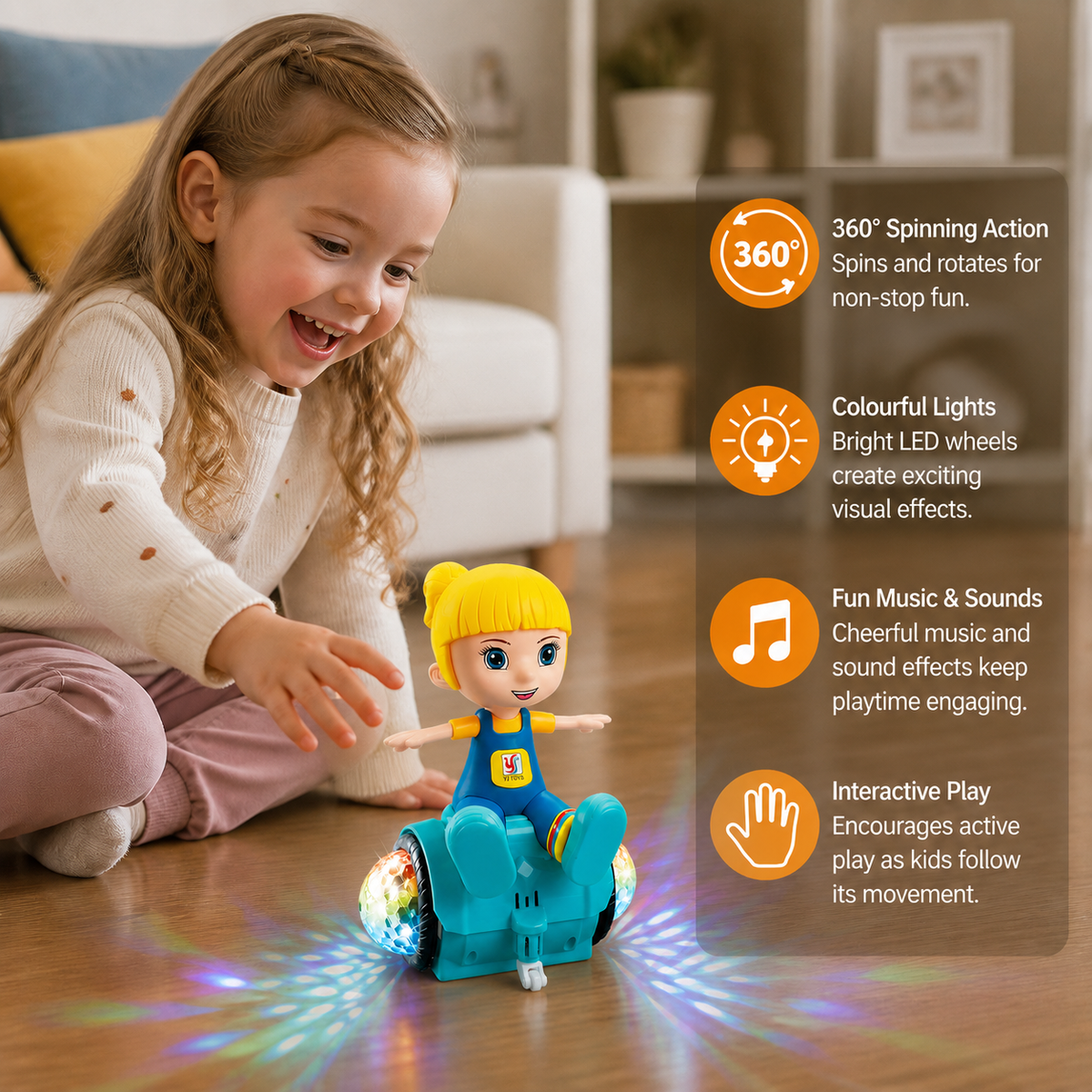 Interactive 360° Dancing Balance Toy with Lights & Music